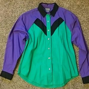 Purple and Green Western Shirt